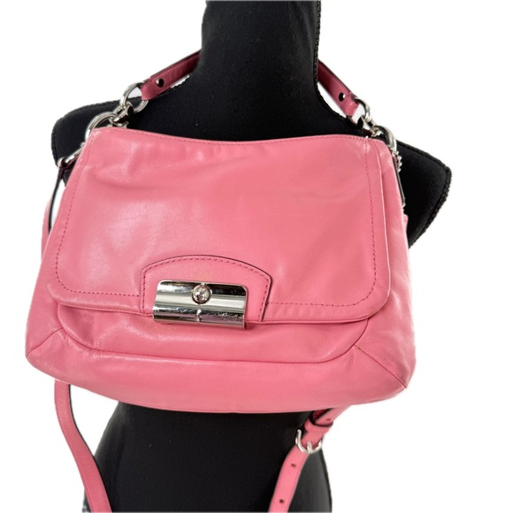 COACH Kristin Pink Leather Shoulder Crossbody Hobo Bag Purse F22308 - Picture 13 of 17